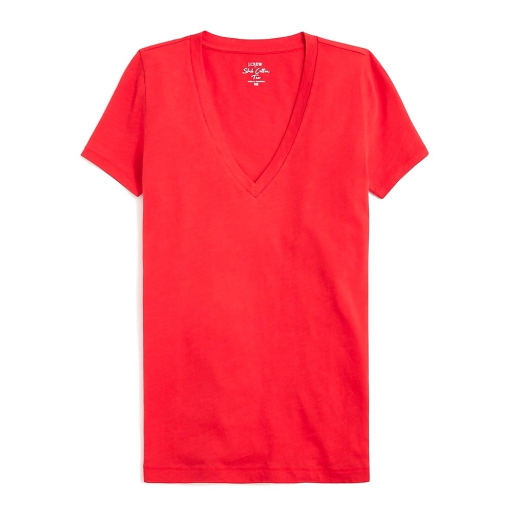 J. Crew Vintage Slub Cotton V-neck Tee in Red